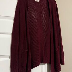 SO Women's Burgundy Open Front Cardigan
